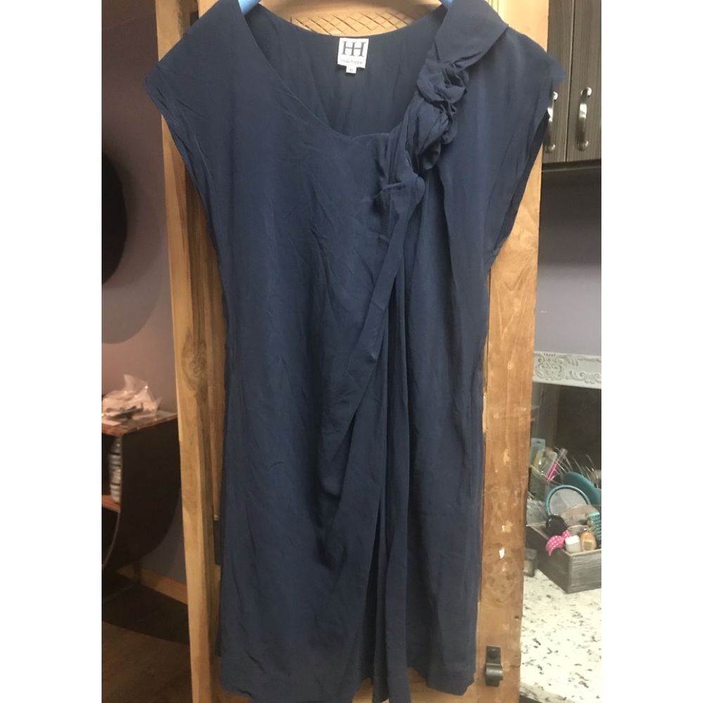 Haute Hippie navy shift sheath babydoll mini boho dress medium